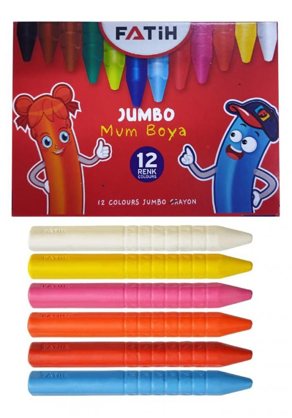Jumbo Mum Boya 12 Li 1 Paket 12 Renk Jumbo Mumboya Elleri Kirletmeyen Yıkanabilir Silinebilir Karton Kutu ürün görseli 1