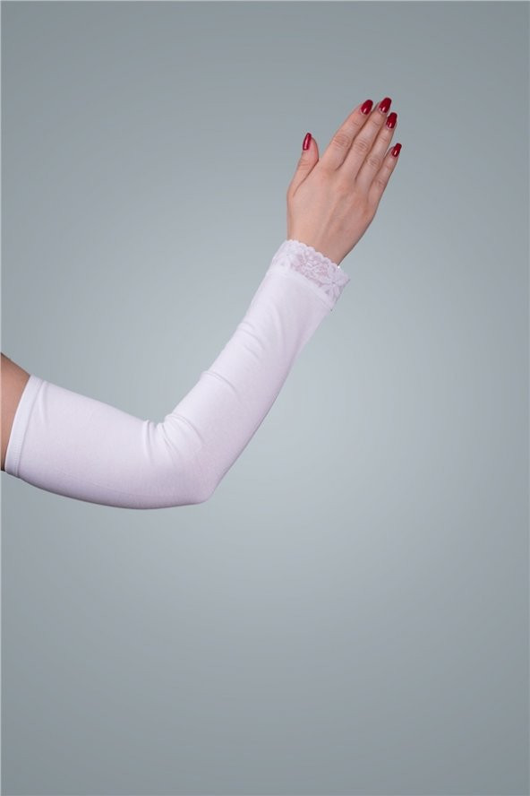 Krem Tesettür Kolluk Viskon Kumaş Dantelli 1002_40 ürün görseli 1