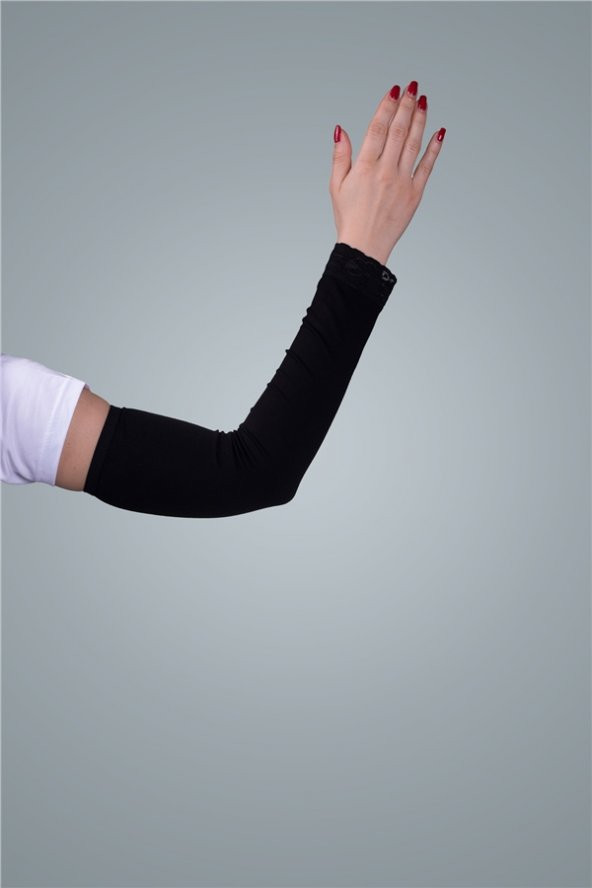 Siyah Tesettür Kolluk Viskon Kumaş Dantelli 1002_01 ürün görseli 1