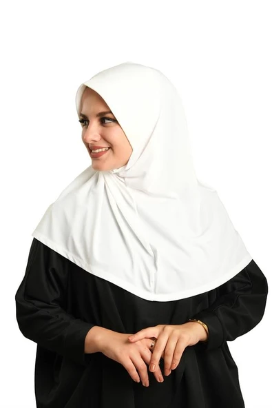 Krem Pratik Hazır Geçmeli Tesettür Eşarp Sandy Kumaş Sade 1600_40 ürün görseli 1