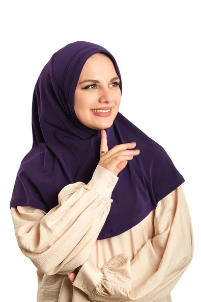 Mürdüm Pratik Hazır Geçmeli Tesettür Eşarp Sandy Kumaş Sade 1600_07 ürün görseli 1