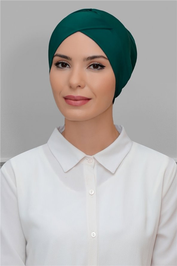 Zümrüt Pratik Hazır Geçmeli Tesettür Bone Sandy Kumaş Çapraz Büzgülü 1801_37 ürün görseli 1