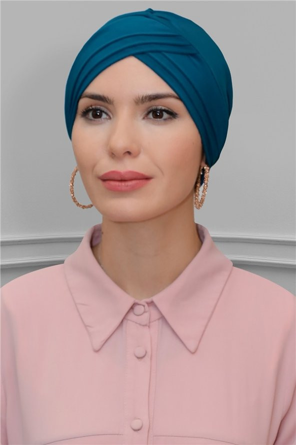 P. Mavisi Pratik Hazır Geçmeli Tesettür Bone Sandy Kumaş Üç Çapraz 1803_17 ürün görseli 1