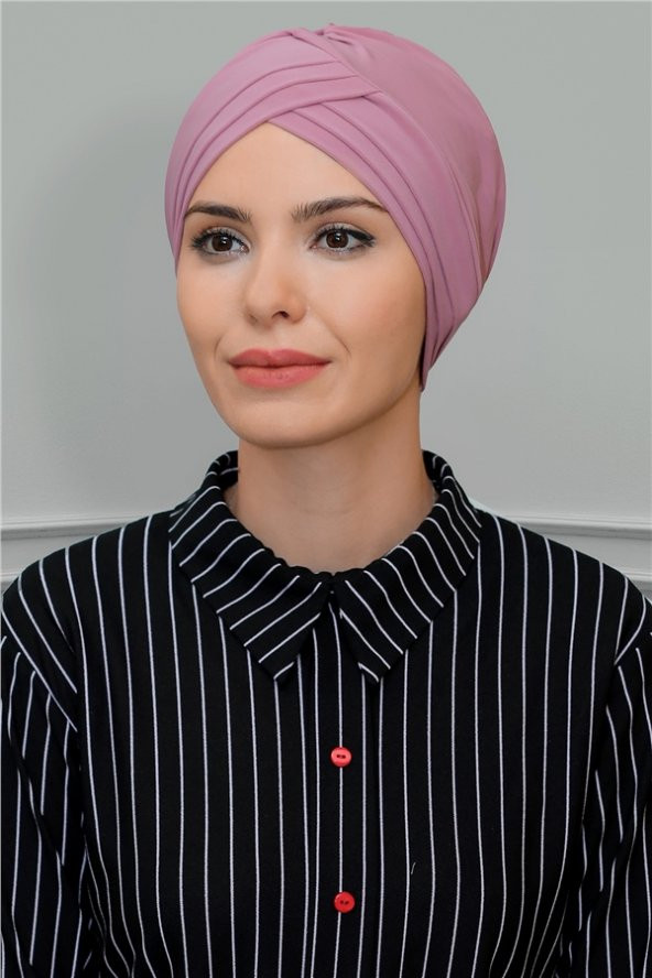 Gül Kurusu Pratik Hazır Geçmeli Tesettür Bone Sandy Kumaş Üç Çapraz 1803_18 ürün görseli 1
