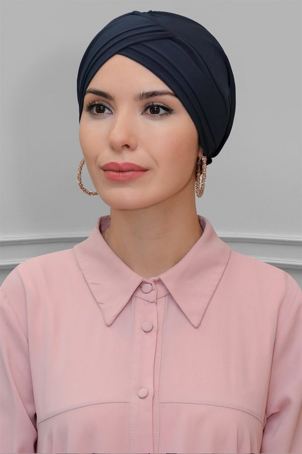 Antrasit Pratik Hazır Geçmeli Tesettür Bone Sandy Kumaş Üç Çapraz 1803_25 ürün görseli 1