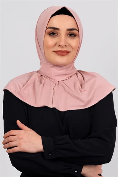Pudra Pratik Hazır Geçmeli Tesettür Eşarp Sandy Kumaş Arkadan Çıtçıtlı 2101_06 ürün görseli 1