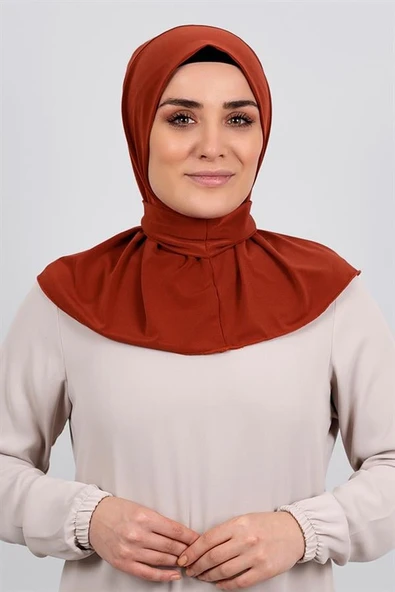 Kiremit Pratik Hazır Geçmeli Tesettür Eşarp Sandy Kumaş Arkadan Çıtçıtlı 2101_05 ürün görseli 1