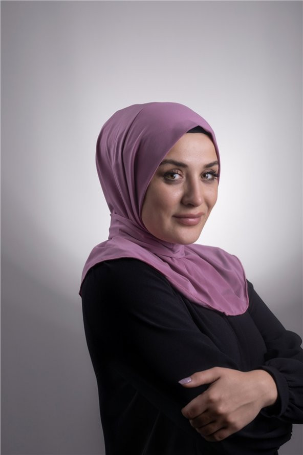 Gül Kurusu Pratik Hazır Geçmeli Tesettür Eşarp Sandy Kumaş Arkadan Çıtçıtlı 2101_18 ürün görseli 1