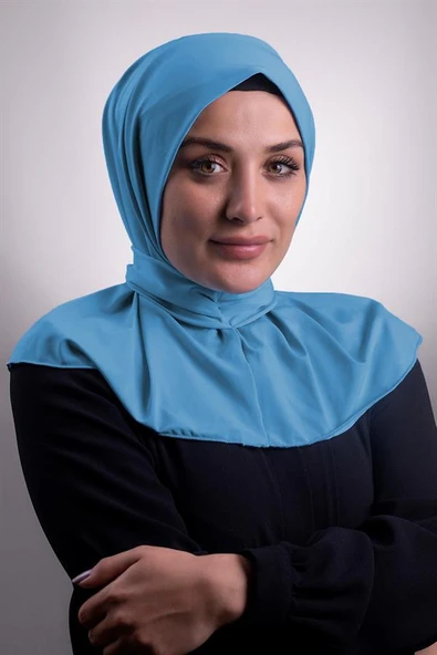 Bebe Mavisi Pratik Hazır Geçmeli Tesettür Eşarp Sandy Kumaş Arkadan Çıtçıtlı 2101_11 ürün görseli 1