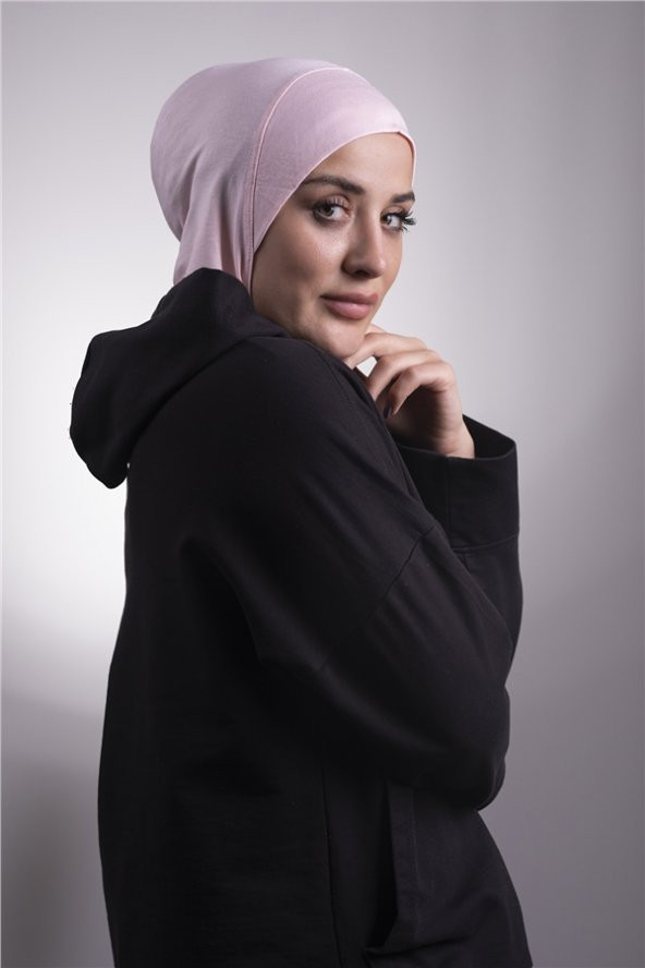 Pudra Pratik Hazır Geçmeli Bone Viskon Kumaş Hijab Spor 2106_06 ürün görseli 1