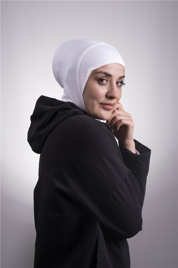 Krem Pratik Hazır Geçmeli Bone Viskon Kumaş Hijab Spor 2106_40 ürün görseli 1