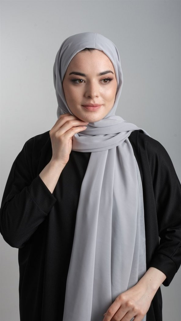 Gri Pratik Hazır Geçmeli Şal Şifon Boru Boneli 3001_15 ürün görseli 1