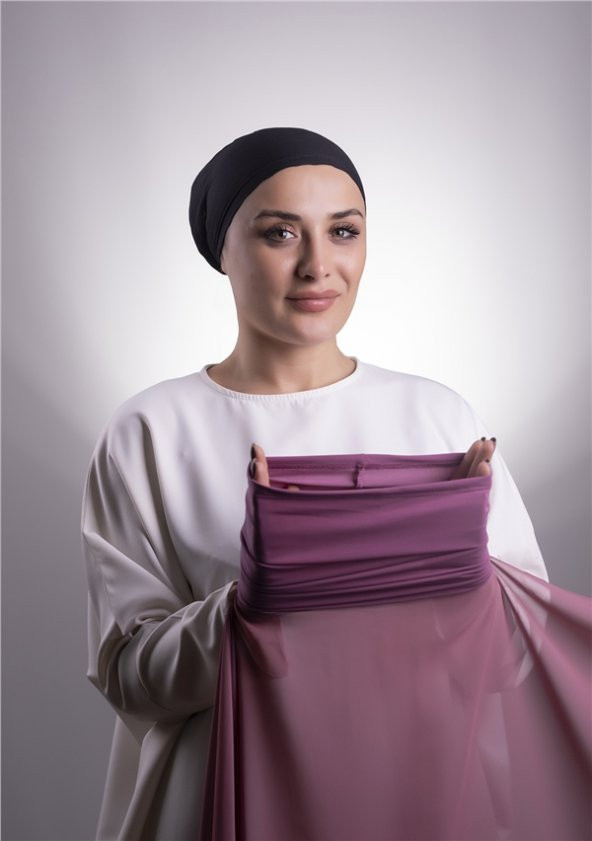 Fuşya Pratik Hazır Geçmeli Şal Şifon Boru Boneli 3001_20 ürün görseli 1