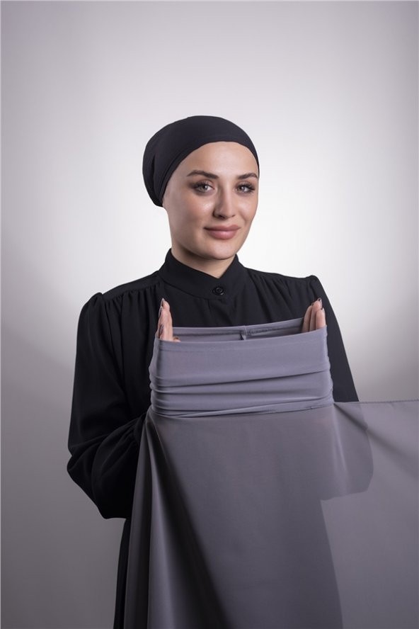 Füme Pratik Hazır Geçmeli Şal Şifon Boru Boneli 3001_25 ürün görseli 1