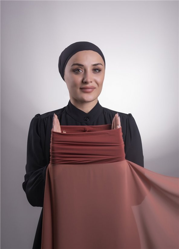 Taba Pratik Hazır Geçmeli Şal Şifon Boru Boneli 3001_33 ürün görseli 1