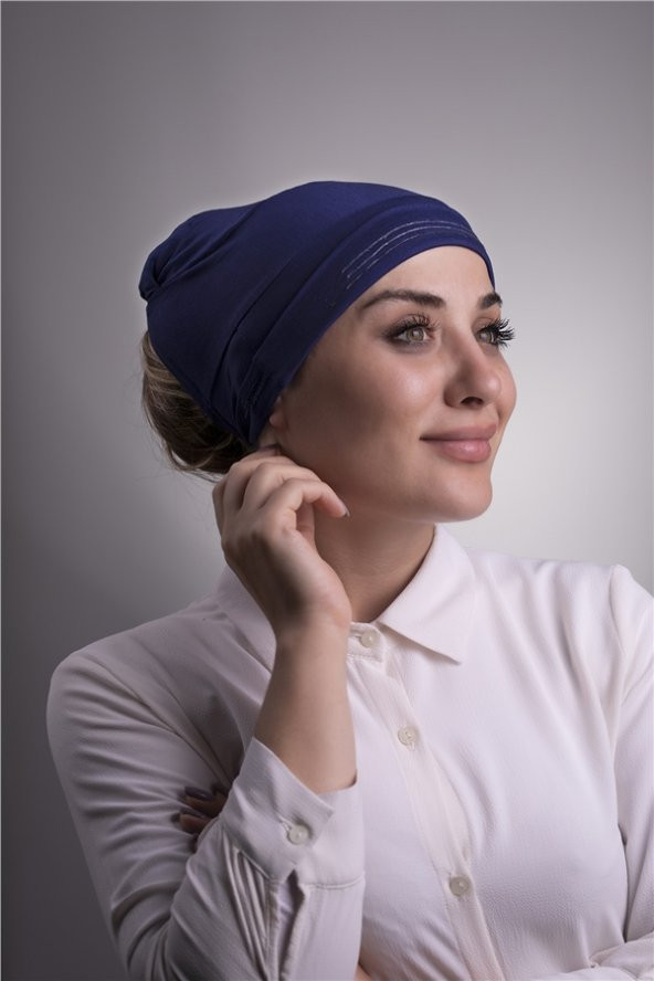 Lacivert Arkadan Bağlamalı İç Bone Viskon Kumaş Kaymaz Silikonlu 3002_02 ürün görseli 1