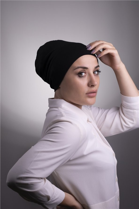 Siyah Pratik Hazır Geçmeli İç Bone Viskon Kumaş Dikişsiz 3003_01 ürün görseli 1