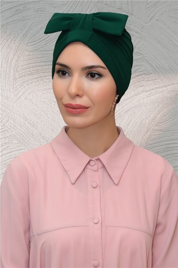 Zümrüt Pratik Hazır Geçmeli Tesettür Bone Sandy Kumaş Fiyonklu Büzgülü 7010_37 ürün görseli 1
