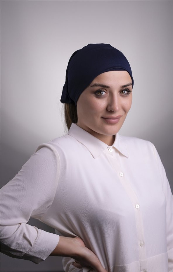 Lacivert Pratik Hazır Geçmeli İç Bone Viskon Kumaş Dikişsiz Boru Bone 3006_02 ürün görseli 1