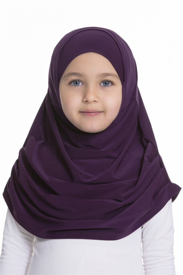 Mürdüm Pratik Hazır Geçmeli Çocuk Tesettür Bone Sandy Kumaş Kendinden Boneli 78_07 ürün görseli 1