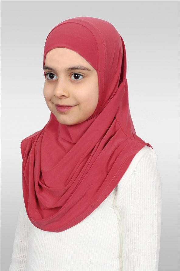 Nar Çiçeği Pratik Hazır Geçmeli Çocuk Tesettür Bone Sandy Kumaş Kendinden Boneli 78_30 ürün görseli 1