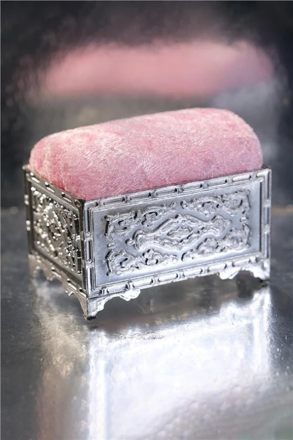 Pembe Eşarp Şal İğnedanlık Kadife Gümüş Sandık 5006_04 ürün görseli 1