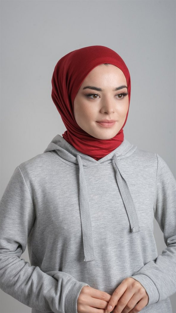 Bordo Pratik Hazır Geçmeli Şal Viskon Kumaş Penye Şal 2108_16 ürün görseli 1