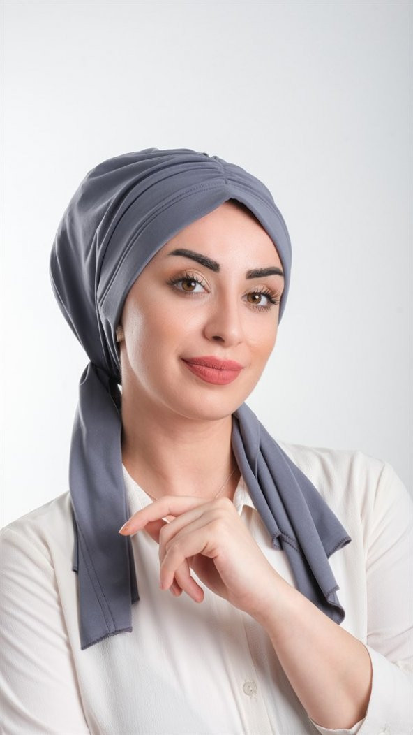Füme Pratik Hazır Geçmeli Tesettür Bone Kesik Elyaf Sade 2111_25 ürün görseli 1