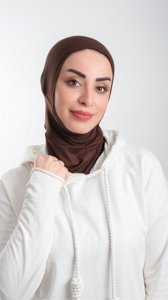 Kahverengi Pratik Hazır Geçmeli Tesettür Bone Sandy Kumaş Spor Hijab 2113_14 ürün görseli 1