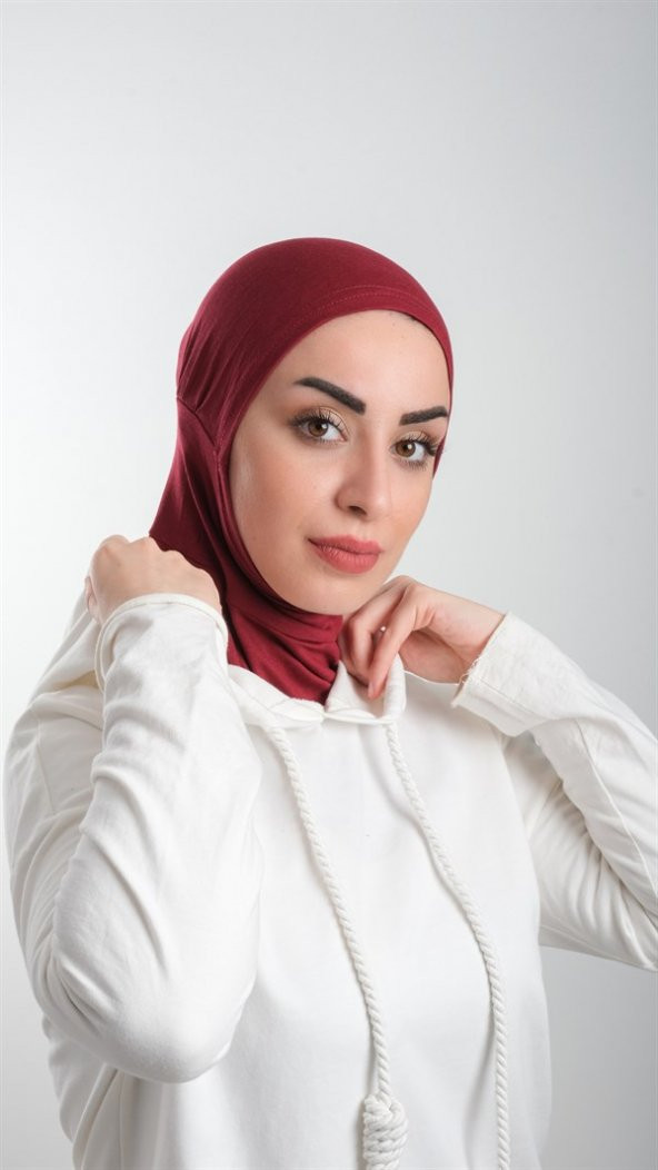 Bordo Pratik Hazır Geçmeli Tesettür Bone Sandy Kumaş Spor Hijab 2113_16 ürün görseli 1