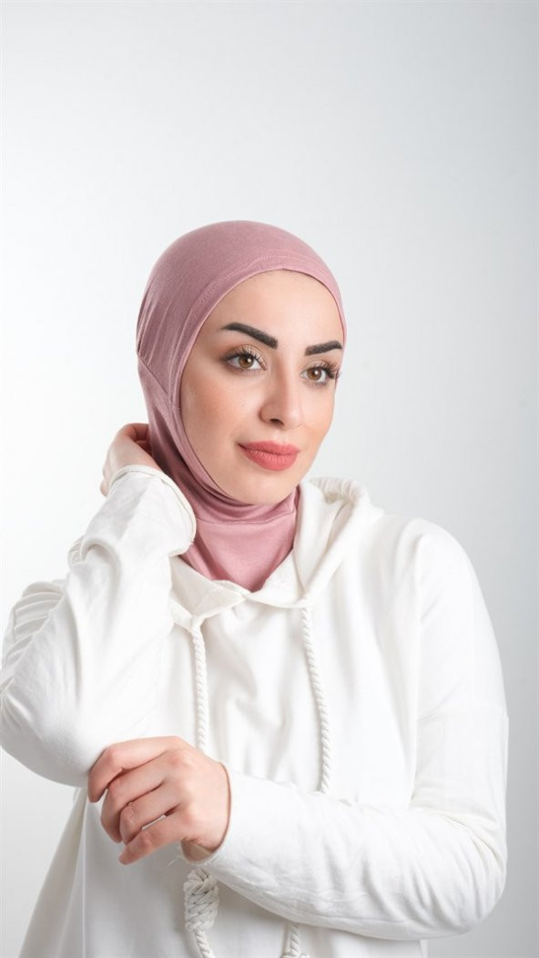 Gül Kurusu Pratik Hazır Geçmeli Tesettür Bone Sandy Kumaş Spor Hijab 2113_18 ürün görseli 1