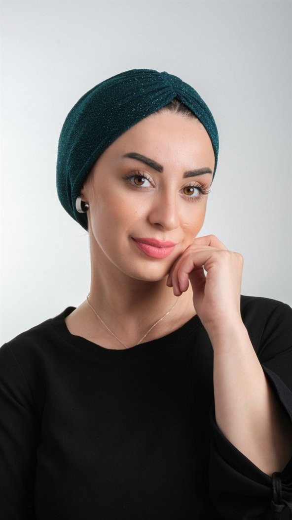 Zümrüt Pratik Hazır Geçmeli Tesettür Bone Fukuro Simli Büzgülü 2116_37 ürün görseli 1