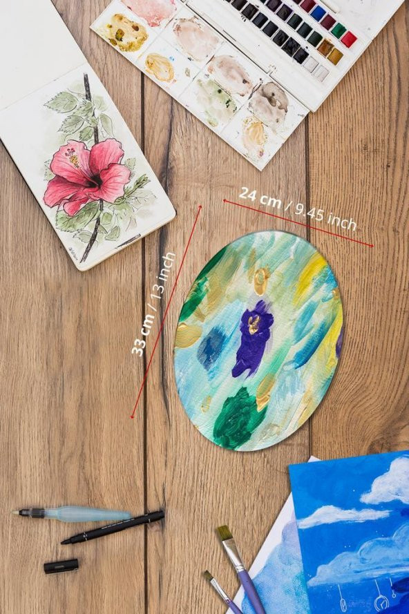 24x33 cm Pres Kompozit Elips Tuval 9lu Set - Resim 5