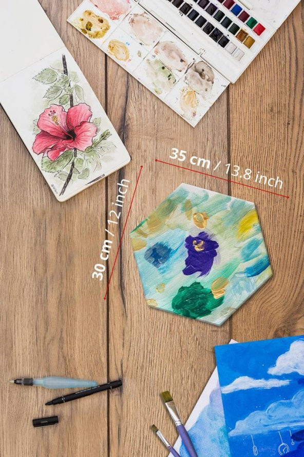 30x35 cm Pres Kompozit Altıgen Tuval 9lu Set ürün görseli 1