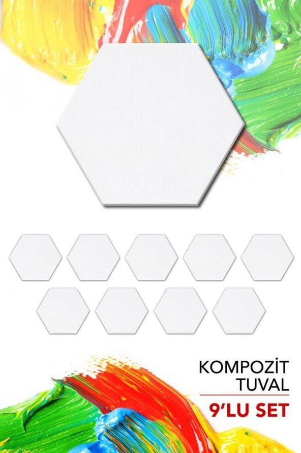 30x35 cm Pres Kompozit Altıgen Tuval 9lu Set - Resim 2