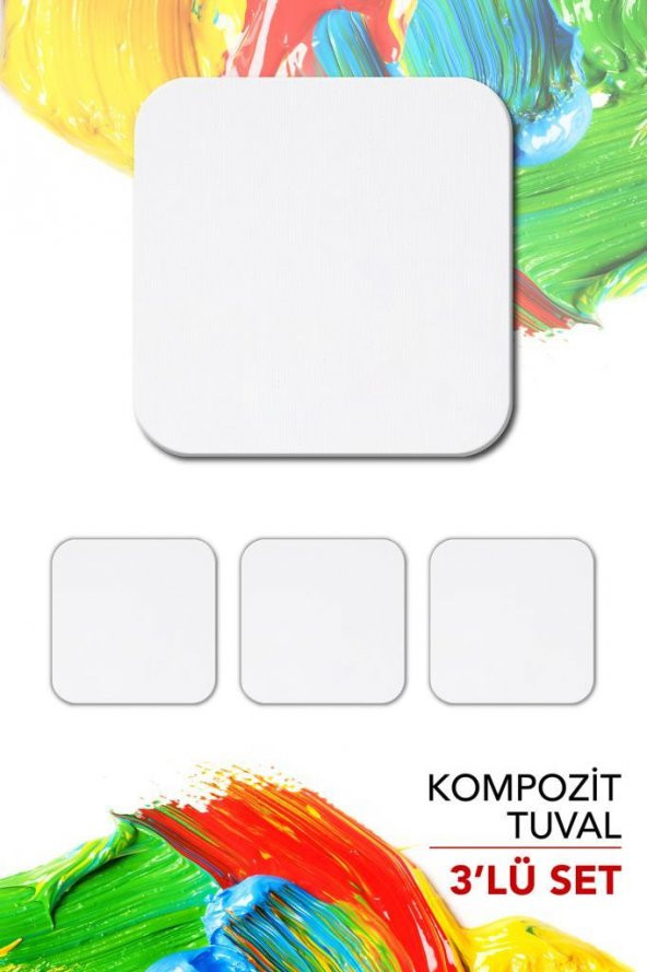 32x32 cm Pres Kompozit Radius Kesim Tuval 3lü Set - Resim 2
