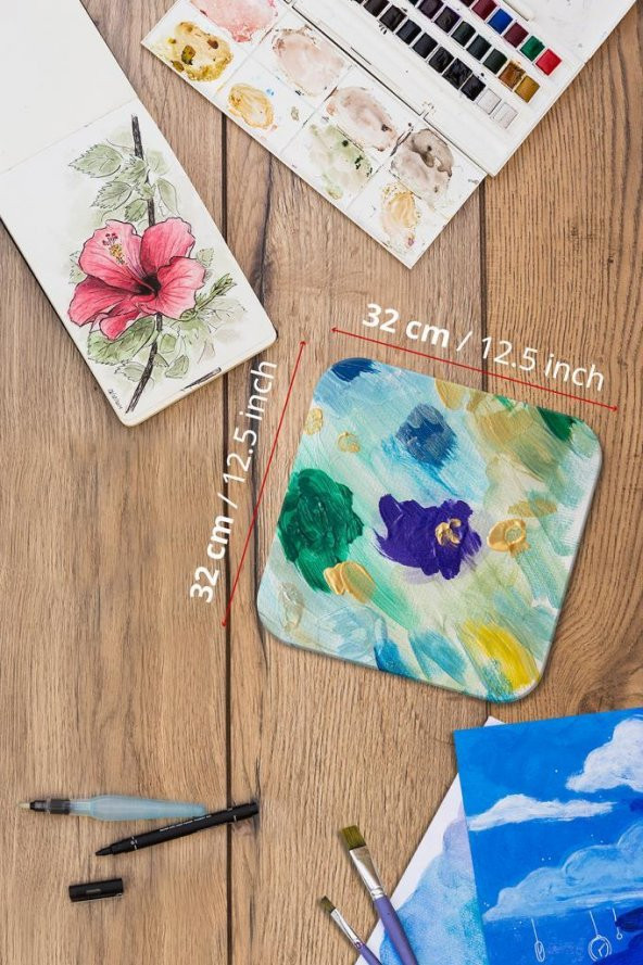 32x32 cm Pres Kompozit Radius Kesim Tuval 3lü Set - Resim 3