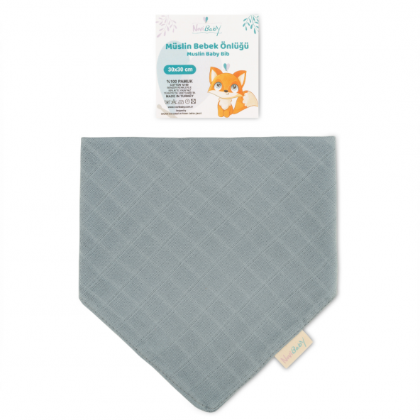 Novibaby Müslin Bebek Fular Önlük  Petrol  Mama Önlüğü Salya Bezi Ağız Mendili Bandana 30x30cm ürün görseli 1