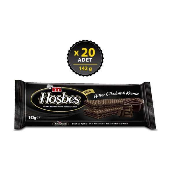 Eti Hoşbeş Bitter Çikolata Kremalı Gofret 142 g x 20 Adet ürün görseli 1