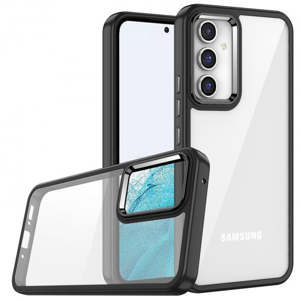 Samsung Galaxy A14 Kılıf Renkli Kenar Arkası Şeffaf Flora Silikon Kılıf ürün görseli 1