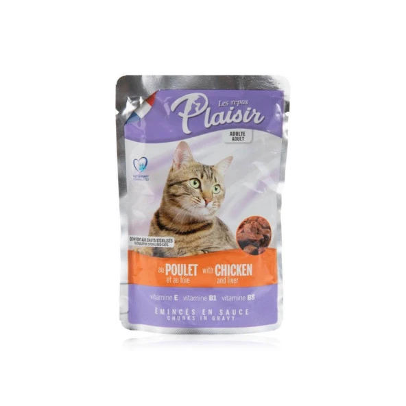 Plaisir Pouch Tavuklu Ciğerli Kedi Konservesi 100 Gr ürün görseli 1