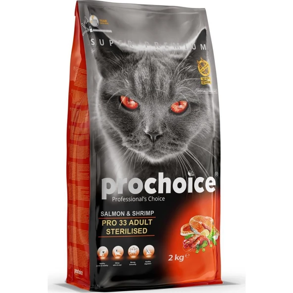 ProChoice Pro 33 Sterilised Somon Karides Kısır Kedi Mama 2 Kg ürün görseli 1