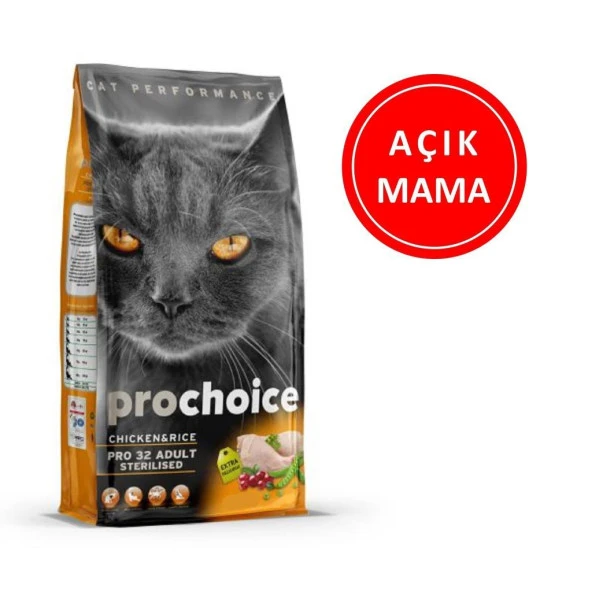 ProChoice Pro 32 Sterilised Tavuklu Kısır Kedi Maması 1 Kg AÇIK ürün görseli 1