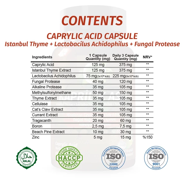 Kaprilik Asit Kapsül (CAPRYLİC ACİD CAPSULE) 60 Adet - Resim 2