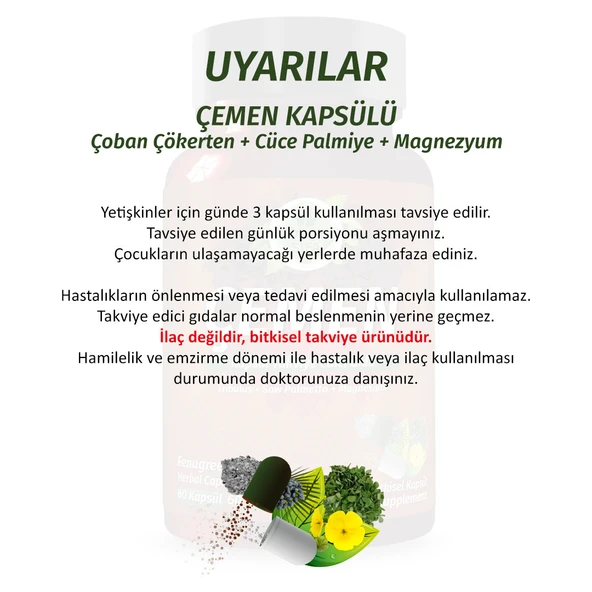 Çemen Kapsül (FENUGREEK CAPSULE) 60 Adet - Resim 5
