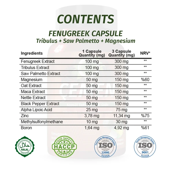 Çemen Kapsül (FENUGREEK CAPSULE) 60 Adet - Resim 7