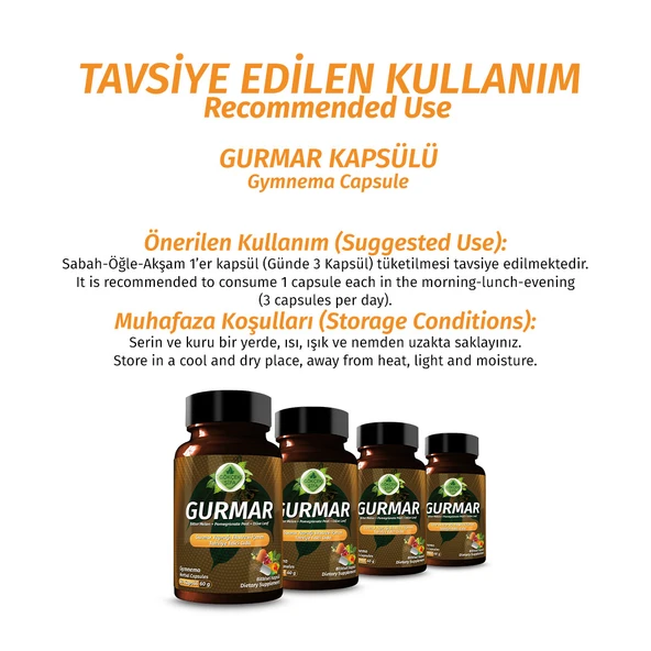 Gurmar Kapsül (Gymnema Capsule) 60 Adet - Resim 4