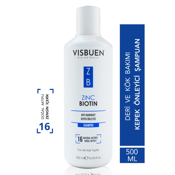 Çinko Biotin 16 Doğal Aktifli Kepek Önleyici Bakım Şampuanı ürün görseli 1