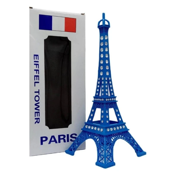 Metal Paris Eyfel Kulesi Mavi Kristal Taşlı 25cm ürün görseli 1