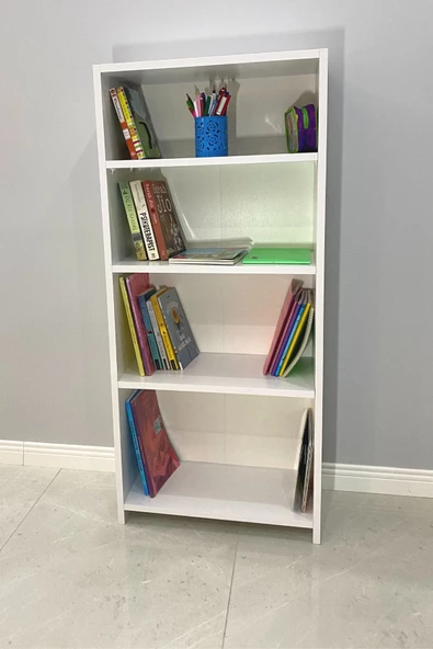 IRMAK MOBİLYA 4 Raflı Modern Kitaplık Dosya Kitap Rafı Ofis Ev Rafı Kitap Raf Beyaz ürün görseli 1